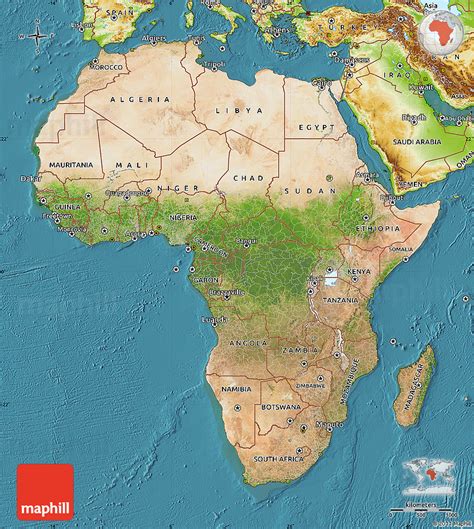 Satellite Map of Africa, physical outside, satellite sea