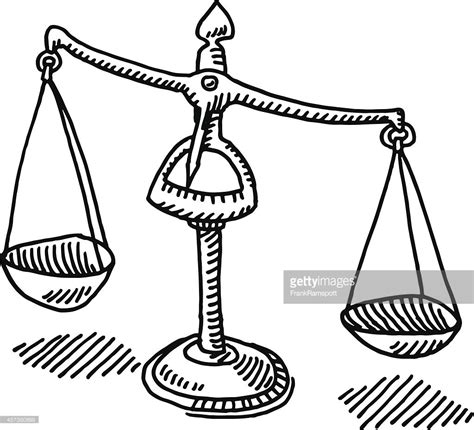 Scales Of Justice Drawing Vector Art | Getty Images