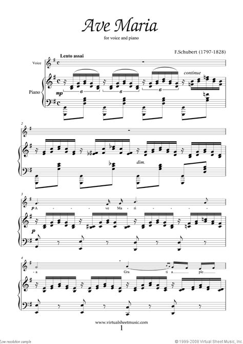 Schubert   Ave Maria  in G for mezzo soprano  sheet music ...