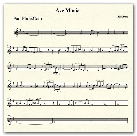 Schubert Ave Maria Sheet Music at Pan Flute.Com