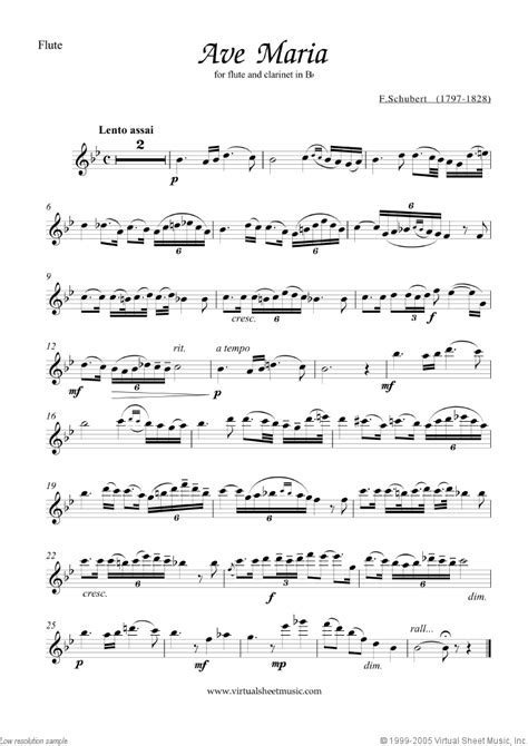Schubert   Ave Maria sheet music for flute and clarinet