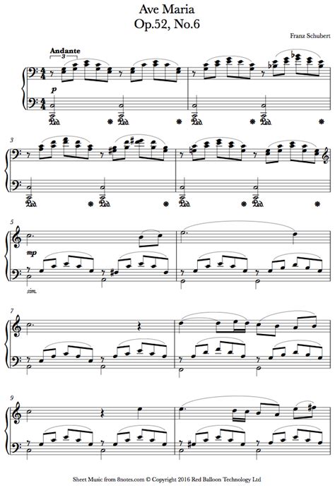 Schubert   Ave Maria sheet music for Piano   8notes.com