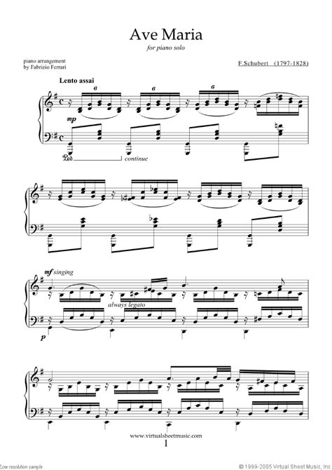 Schubert   Ave Maria sheet music for piano solo