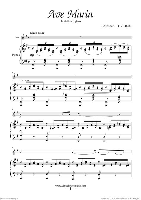 Schubert   Ave Maria sheet music for violin and piano