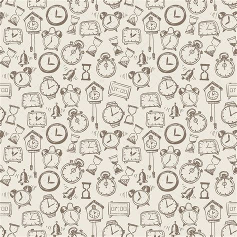Seamless background with doodle sketch watches a — Stock ...