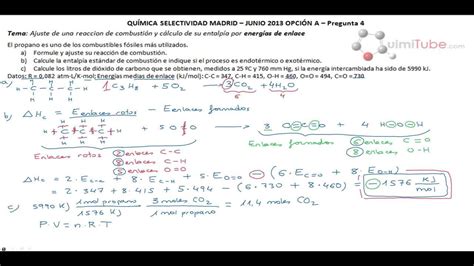 Selectividad PAU Química Madrid junio 2013 4A Termoquímica ...
