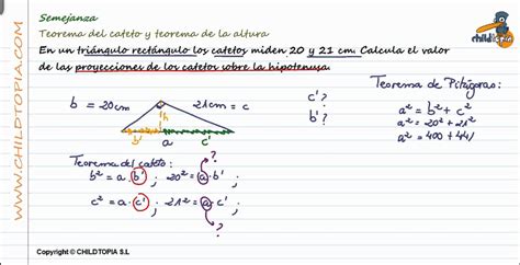Semejanza: Teorema del cateto y teorema de la altura. 4º ...