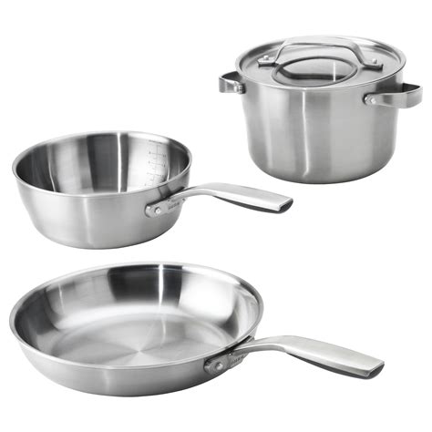 SENSUELL 4 piece cookware set Stainless steel/grey   IKEA