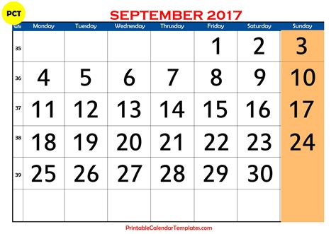 September 2017 Calendar printable | Printable Calendar ...