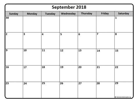 September 2018 calendar | 56+ templates of 2018 printable ...