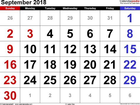 September 2018 Calendar PDF | monthly calendar template