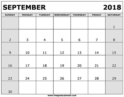 September 2018 Calendar PDF | yearly printable calendar