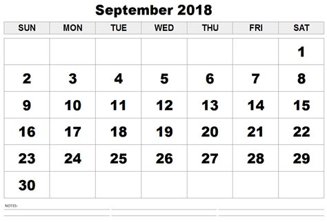 September 2018 Calendar | September 2018 Printable Calendar