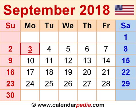 September 2018 Calendar Template | printable 2017 calendars