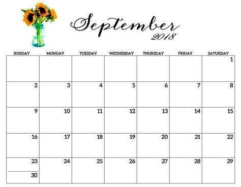 September 2018 Editable Printable Calendar Templates ...