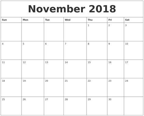 September 2018 Monthly Calendar Printable