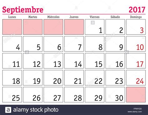 September month in a year 2017 wall calendar in spanish ...