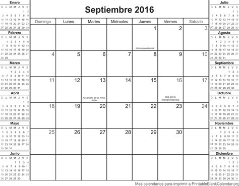 Septiembre 2016 Calendario para Imprimir   Calendarios ...