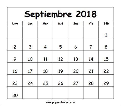 Septiembre Calendario 2018 Imprimir | Spanish Calendar ...