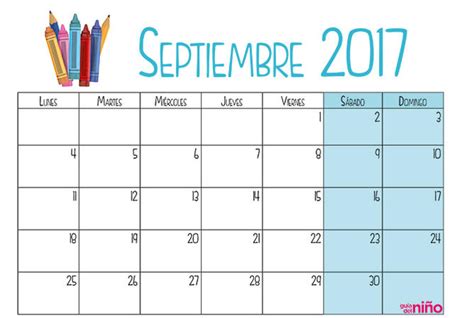 Septiembre   Calendario escolar 2017 2018 para imprimir ...