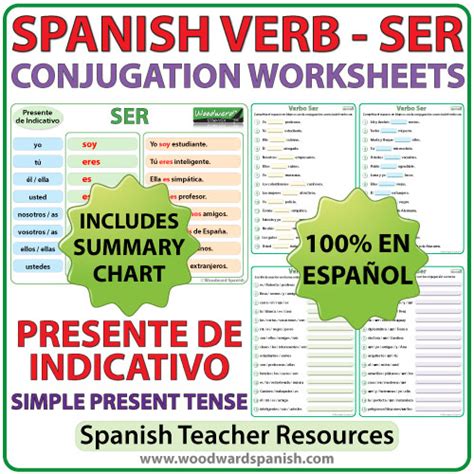 SER – Spanish Verb Conjugation Worksheets – Present Tense ...