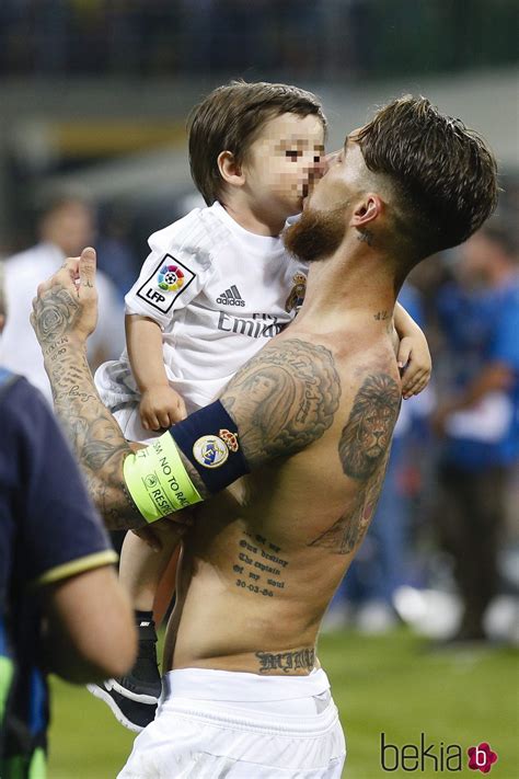 Sergio Ramos con su hijo Sergio en la final de la ...