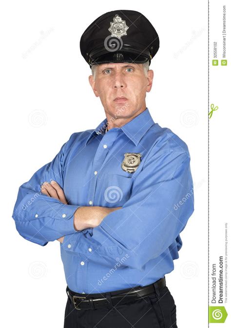 Serious Police Officer, Cop, Security Guard Isolated Stock ...