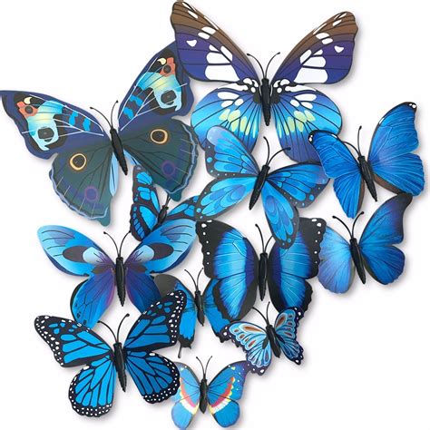 Set 12 Mariposas Azules Para Decoracion Con Iman H4087 ...