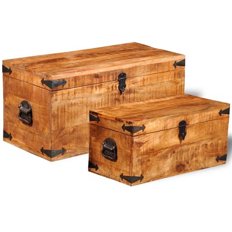 Set 2 baúles para almacenaje de madera maciza de mango ...