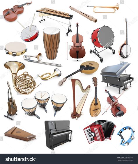 Set Musical Instruments On White Background Stock ...