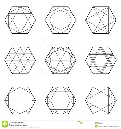 Set Of Geometric Elements, Line Design, Hexagon Stock ...