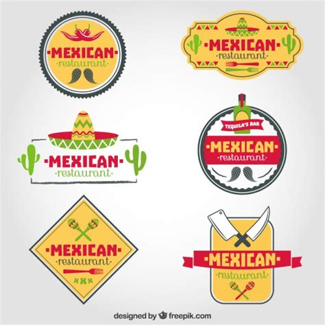 Set of mexican restaurant logos Vector | Premium Download