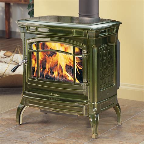 Shelburne 8371 wood stove with with basil majolica enamel ...