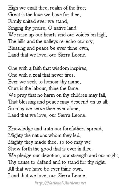 Sierra Leone national anthem