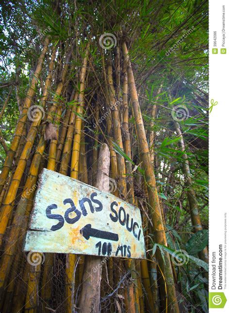 Sign Stating No Problem In French And Bamboo Stock ...