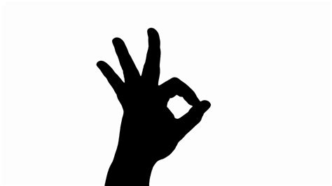 Silhouette hand gesturing ok sign isolated on white Stock ...