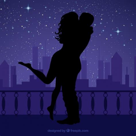 Silhouettes of night lovers Vector | Free Download