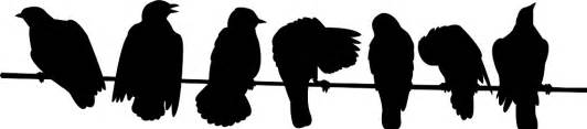 Silhueta: Pássaros em um Arame   Contorno e silhueta vector