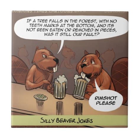 Silly Beaver Jokes Funny Cartoon Ceramic Tile | Zazzle