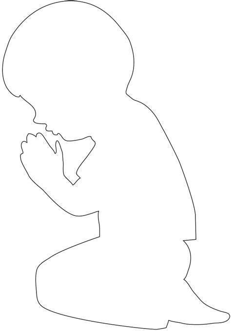 Silueta: Niño rezando   Contorno y silueta vector