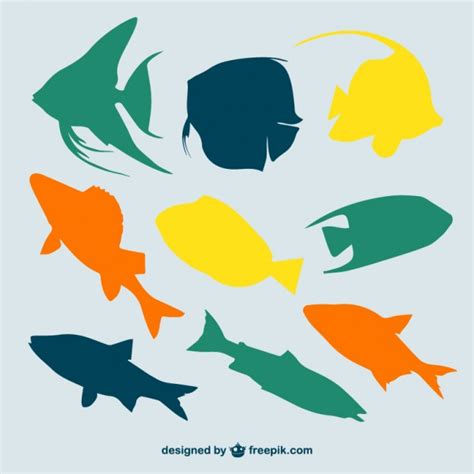 Siluetas de peces multicolores | Descargar Vectores gratis