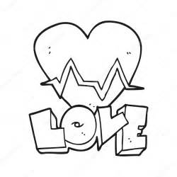 símbolo de amor dibujos animados blanco y negro pulso ...