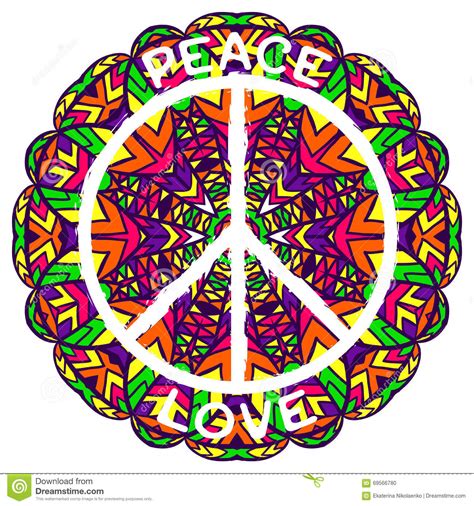 Símbolo De Paz Del Hippie Paz Y Amor En Fondo Colorido ...