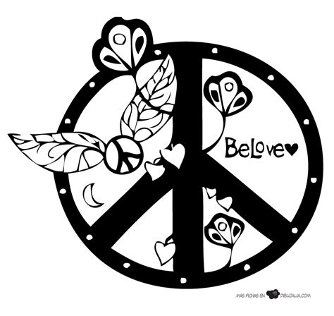 Simbolo paz con flores   Dibujalia   Dibujos para colorear ...
