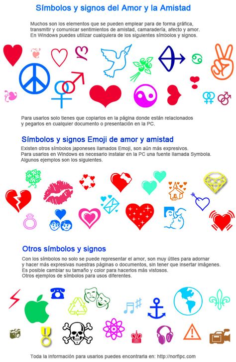 Símbolos y signos del Amor y la Amistad. Varios ejemplos ...