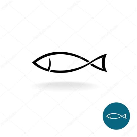 Simple silueta lineal negra pescado — Vector de stock ...