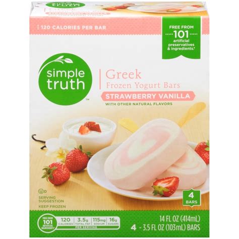 Simple Truth Greek Strawberry Vanilla Frozen Yogurt Bars ...