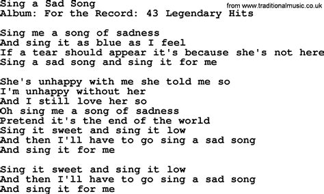 Sing A Sad Song by Merle Haggard   lyrics