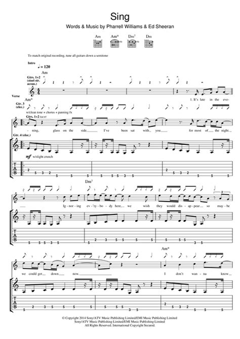 Sing Guitar Tab by Ed Sheeran  Guitar Tab – 118908