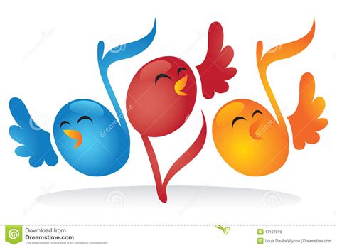 Singing Musical Note Birds stock vector. Illustration of ...